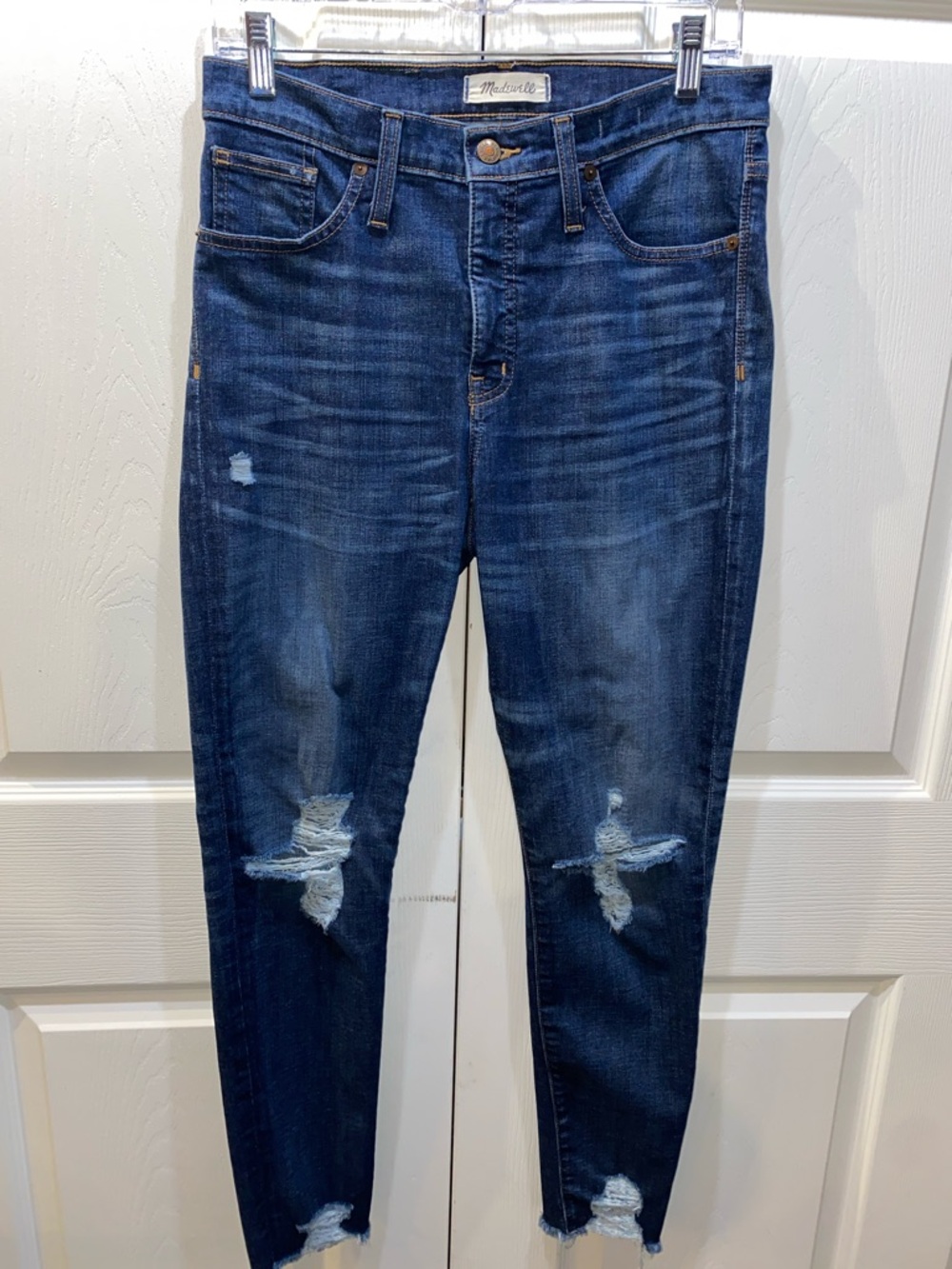 Madewell High Rise Skinny Dark Wash Distressed Ripped Jeans Size 29